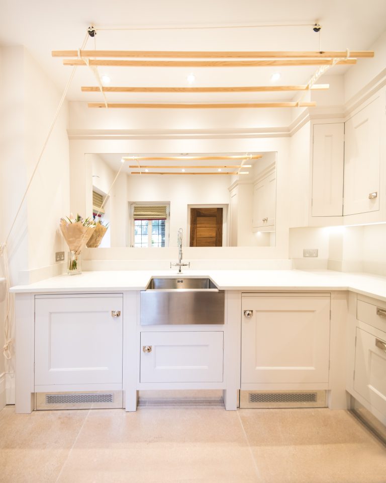 Utility with stainless steel Belfast sink