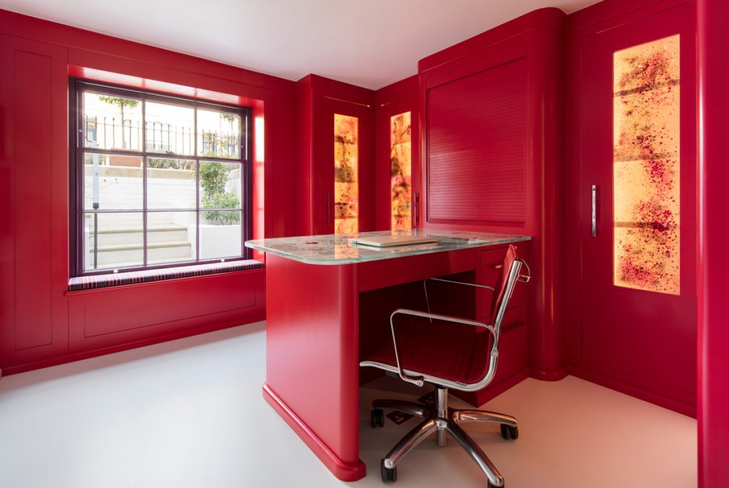 Study with bespoke worktop and glazed units