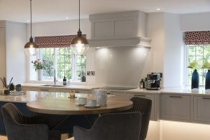 Kitchen island with pendant lighting